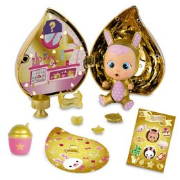CRY BABIES Magické slzy plast panenka s domečkem a doplňky ve zlaté slzičce 12x15x12cm 12ks v boxu