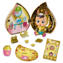 CRY BABIES Magické slzy plast panenka s domečkem a doplňky ve zlaté slzičce 12x15x12cm 12ks v boxu