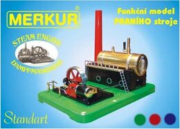 Stavebnice MERKUR funkční model parního stroje Standart v krabici 28x11x20cm