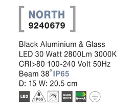 Reflektor Nova Luce 9240679 NORTH SPIKES BLACK 3 IP 65, 30 W
