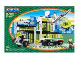Stavebnice Cheva 19 Policejní stanice plast 335ks v krabici 45x30x5cm