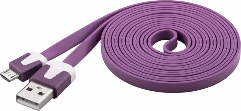 PremiumCord ku2m2fp3 Kabel micro USB 2.0, A-B 2 m, plochý PVC kabel, fialový