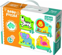 Puzzle Trefl Baby Zvířata na safari 4v1 3,4,5,6 dílků v krabici 27x19x6cm 2+