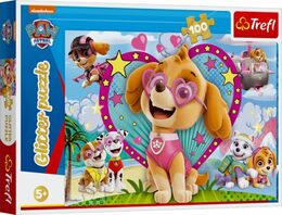 Puzzle Paw Patrol/Tlapková patrola třpytivé 100 dílků 48x34cm v krabici 33x23x4cm