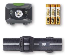 Čelovka GP 3 W LED + 2× červená LED