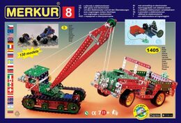 Stavebnice MERKUR M 8 130 modelů 1405ks 5 vrstev v krabici 54x36,5x8,5cm