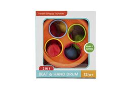 Teddies zatloukačka bubínek 17cm 2v1 plast s kladívkem s míčky 4ks 2 barvy v krabici