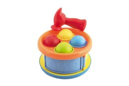 Teddies zatloukačka bubínek 17cm 2v1 plast s kladívkem s míčky 4ks 2 barvy v krabici