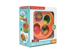 Teddies zatloukačka bubínek 17cm 2v1 plast s kladívkem s míčky 4ks 2 barvy v krabici