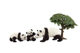 Teddies Zvířátka safari Zoo 10 cm 3 ks pandy + 1 strom 2 druhy v krabičce 22x13x9,5cm