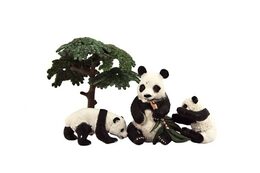 Teddies Zvířátka safari Zoo 10 cm 3 ks pandy + 1 strom 2 druhy v krabičce 22x13x9,5cm