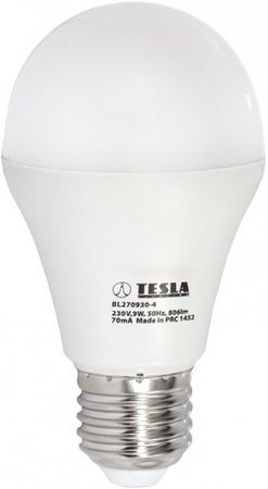 Tesla LED žárovka BULB E27 9W 230V 806lm 3000K Teplá bílá 160° Eco Label