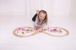 Bigjigs Rail Dřevěná vláčkodráha osmička pro princezny 35 dílů