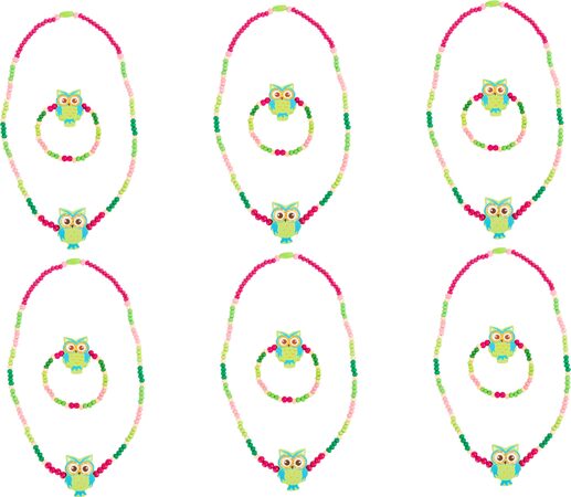 Small Foot Displej dřevěné šperky se sovou zelené 12 ks