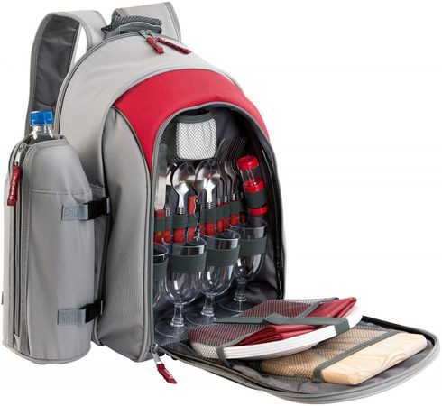 BeNomad SE970R - Piknikový batoh s příslušenstvím pro 4 osoby, červeno-šedý