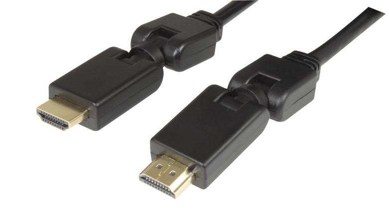 Propojovací kabel  HDMI A - HDMI A M/M, úhlový konektor 360°, 3m VIGAN
