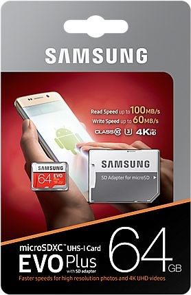 Paměťová karta Samsung Micro SDXC EVO+ 64GB UHS-I U1 (100R/60W) + adapter