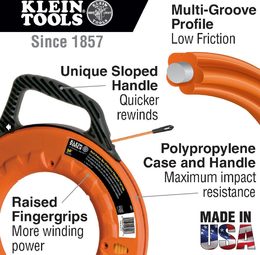 Protahovací pero Klein Tools sklolaminátové v pouzdře 4,8mm - 30,5m