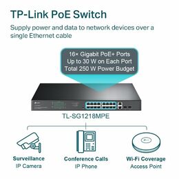 Switch TP-Link TL-SG1218MPE Smart, 18x GLan s PoE+, 2x SFP Combo, 250W