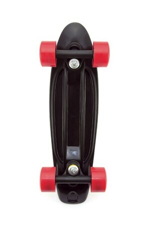 Teddies 49474 Skateboard - pennyboard 43cm, nosnost 60kg plastové osy, černá, červená kola