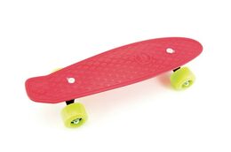 Teddies Skateboard - pennyboard 43cm, nosnost 60kg plastové osy, červený, zelená kola