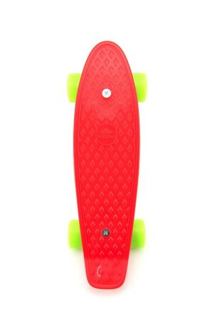 Teddies Skateboard - pennyboard 43cm, nosnost 60kg plastové osy, červený, zelená kola