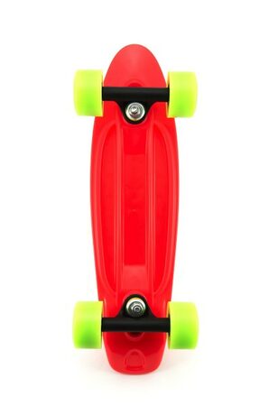 Teddies Skateboard - pennyboard 43cm, nosnost 60kg plastové osy, červený, zelená kola