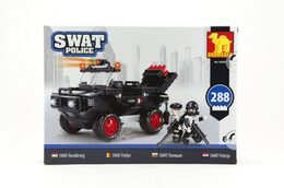 Stavebnice Dromader SWAT Policie Auto 288ks plast v krabici 35x25x5,5cm