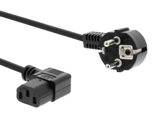 Kabel síťový 230V k počítači 5 m IEC konektor do úhlu 90°