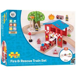 Bigjigs Rail Dřevěná vláčkodráha hasičská stanice