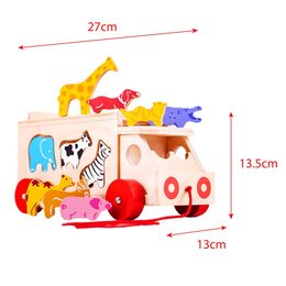Bigjigs Toys Dřevěné auto se zvířátky