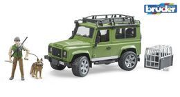 Bruder LAND ROVER DEFENDER s figurkou myslivce, psa a příslušenstvím