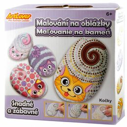 Malování na oblázky/kameny Kočky kreativní sada  v krabičce 15x14,5x4cm