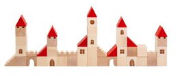 Stavebnice kostky 2,5cm dřevo městečko 100 dílků v krabici 29x19x6cm