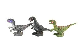 Dinosaurus natahovací jezdící plast 9x15cm na baterie se světlem mix druhů 12ks v boxu
