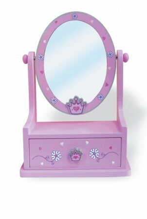 Zrcadlo šperkovnice zásuvka dřevo 16,2x24,2x8,5cm asst 3 barvy v krabici