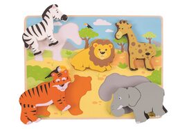 Bigjigs Toys Dřevěné vkládací puzzle Safari