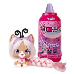 TM Toys VIP Pets pejsek s doplňky extra dlouhé vlasy plast s doplňky 6 barev v plast. lahvi 10x26x10cm 9ks v box