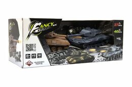 Tank RC 2ks 25cm tanková bitva+dobíjecí pack 27MHZ a 40MHz se zvukem se světlem v krabici 50x20x23cm