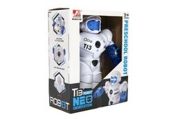 Teddies Robot jezdící plast 26cm EN mluvící na baterie se světlem se zvukem v krabici 22x28x11cm