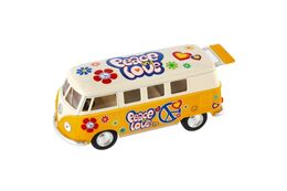 Teddies Autobus Kinsmart Volkswagen Classical kov 13 cm na zpětné natažení žluto/bílá