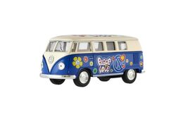 Teddies Autobus Kinsmart Volkswagen Classical kov 13 cm na zpětné natažení žluto/bílá