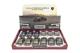 Auto Kinsmart Lamborghini Huracan kov 12cm na zpětné natažení asst 4 barvy 12ks v boxu