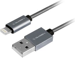 GoGEN LIGHTN100MM22 USB / lightning, ocelový, opletený, 1m, titanium