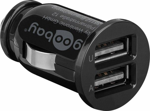 Napájecí adaptér 12V na 2x USB 2,1A černý