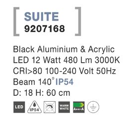 Svítidlo Nova Luce 9207168 SUITE FLOOR BLACK zahradní sloupek, IP 54, 8 W
