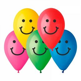 Balonek nafukovací 9'' potisk Smile 10cm 10ks v sáčku karneval