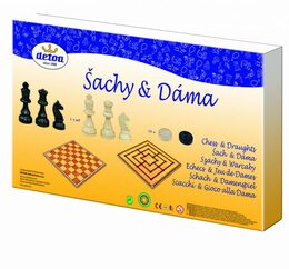 Šachy a dáma dřevo společenská hra v krabici 35x23x4cm
