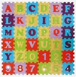 Pěnové puzzle abeceda a čísla asst mix barev 36ks 15x15x1cm