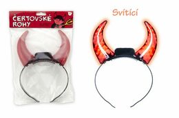 Rohy čertovské svítící plast 15cm na baterie v sáčku